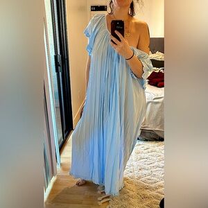 COPY - Sexy Blue Off-Shoulder Silhouette Sheer Dress